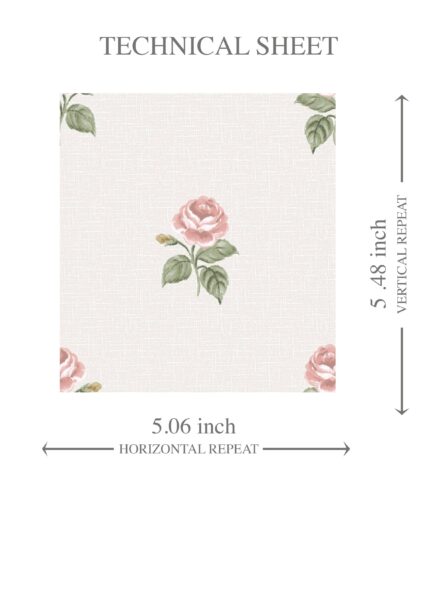 'Attalens' Vintage-Inspired Floral Block Print Wallpaper (Pink/ Green/ White) - Image 8