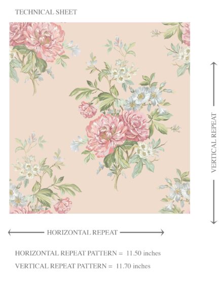 'Amerbagh' Floral Block Print Wallpaper (Blush Pink/ Blue/ Green) - Image 8