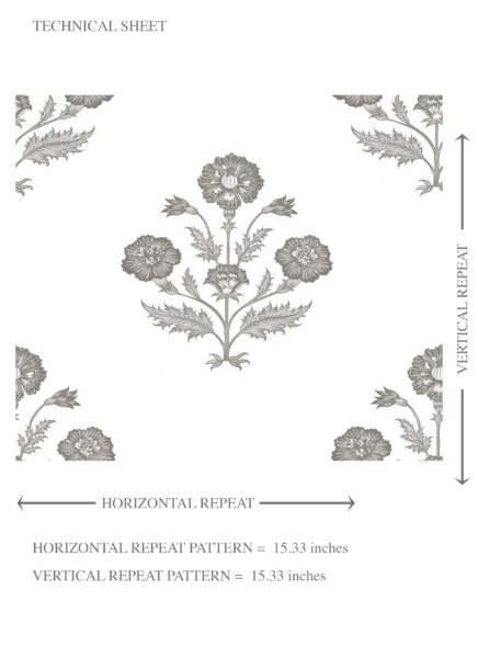 'Ratan Palm' Neutral Floral Block Print Wallpaper (Stormy Gray/ Taupe/ White) - Image 8