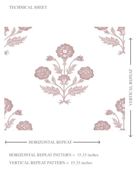'Lantana' Floral Block Print Wallpaper (Light Rose Pink/ White) - Image 8