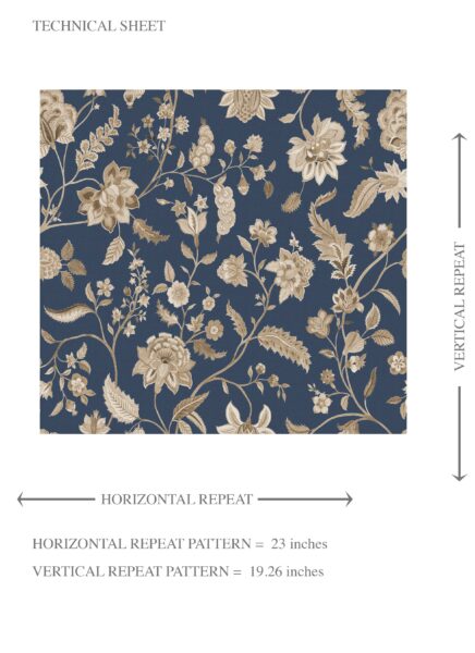 'Bear River' Floral/ Botanical Patterned Wallpaper (Navy Blue/ Beige) - Image 8