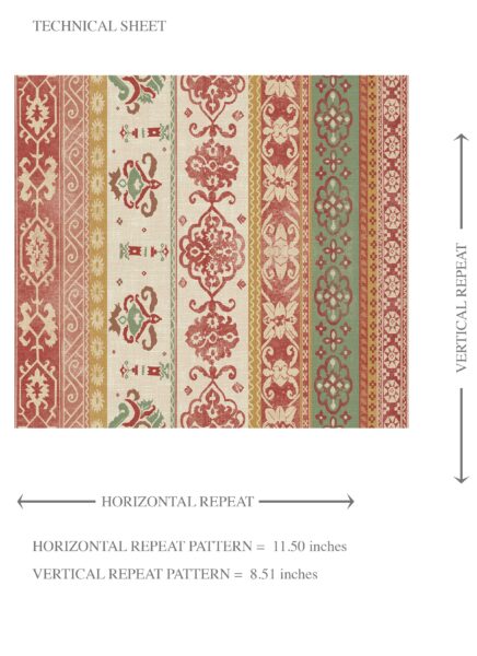 'Whimsy' Vintage Bohemian Striped Wallpaper (Red/ Orange/ Green/ Yellow/ Brown) - Image 8