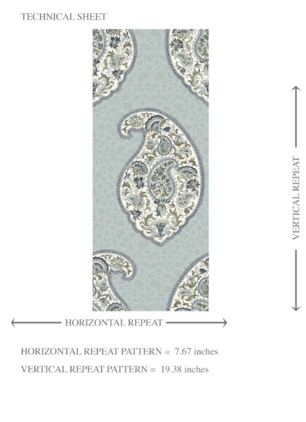 'Soria' Paisley Floral Print Wallpaper (Blue/ Green/ Gray) - Image 8