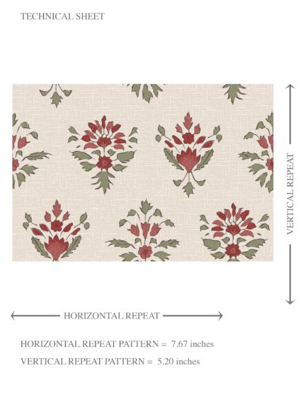 'Safari Sailing' Floral Block Print Wallpaper (Red/ Green) - Image 8