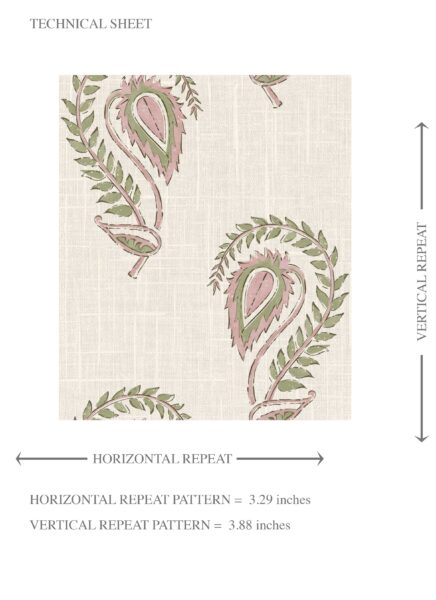 'Ariel View' Floral Paisley Wallpaper (Pink/ Green/ Beige) - Image 8