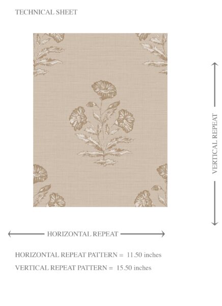 'Peekaboo' Neutral Floral Block Print Wallpaper (Warm Beige/ Greige/ Brown) - Image 8