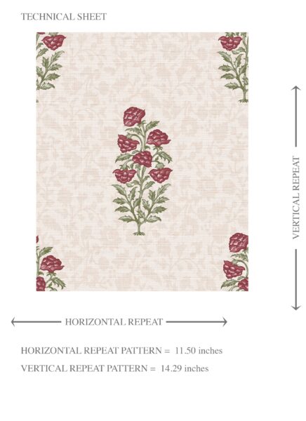 'Candy Trees' Floral Block Print Wallpaper (Deep Red/ Maroon/ Green) - Image 8