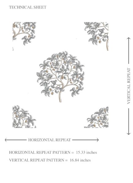 'Charbagh' Neutral Floral Block Print Wallpaper (Gray/ Brown) - Image 8