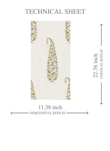 'Almens' Ethnic/ Vintage-Inspired Floral Paisley Wallpaper (Yellow/ Green/ Off-White) - Image 8