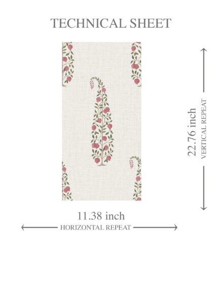 'Tegna' Ethnic/ Vintage-Inspired Floral Paisley Wallpaper (Pink/ Green/ Off-White) - Image 8