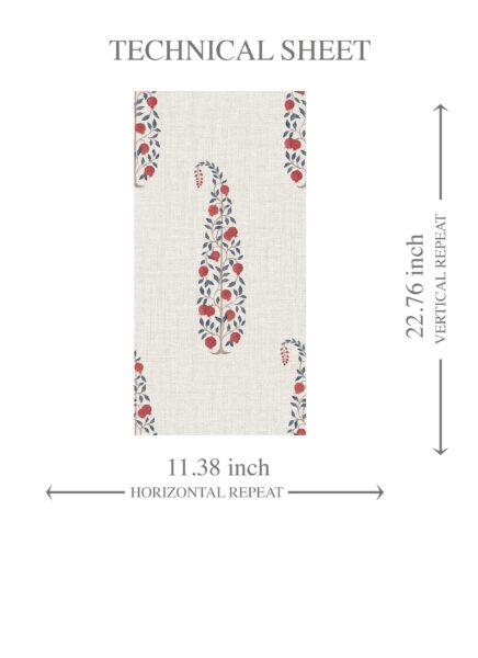 'Olsberg' Ethnic/ Vintage-Inspired Floral Paisley Wallpaper (Red/ Navy Blue/ Off-White) - Image 8