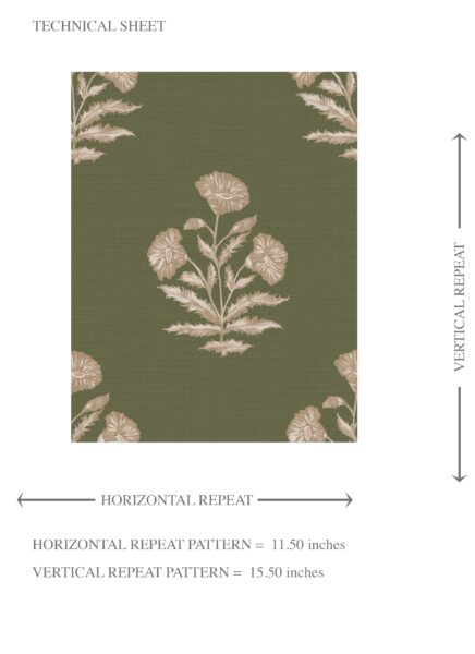 'Wispa' Floral Block Print Wallpaper (Olive Green/ Beige) - Image 8