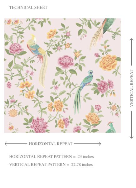 'Hiroto' Floral Chinoiserie/ Nature Bird Print Wallpaper (Blush Pink/ Blue/ Green/ Orange/ Yellow) - Image 8