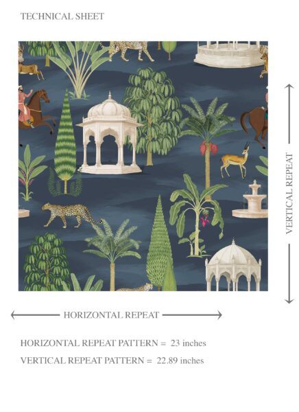 'Circe' Vintage Heritage/ Ethnic Chinoiserie Wallpaper (Navy Blue/ Green/ White/ Brown/ Red) - Image 8