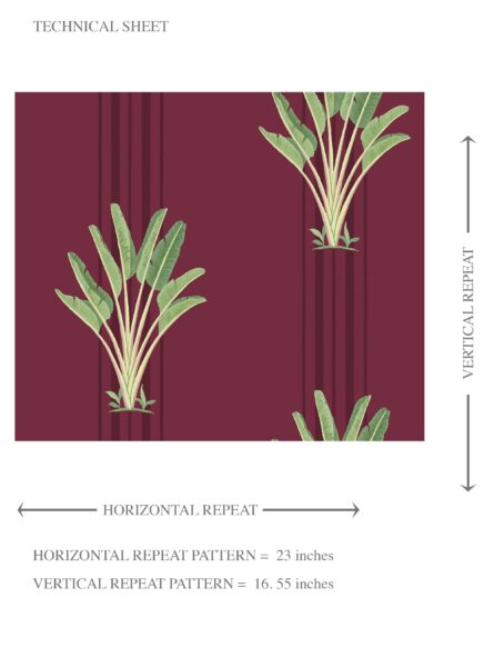 'Florian' Botanical/ Floral Block Print Wallpaper (Deep Red/ Green) - Image 8