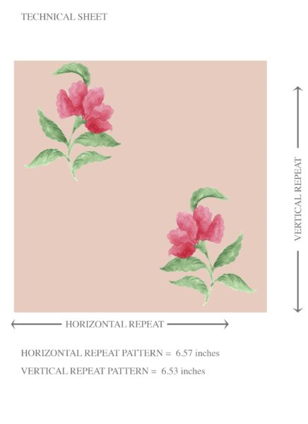 'Mayoro' Vintage-Inspired Floral Block Print Wallpaper (Pink/ Green) - Image 8