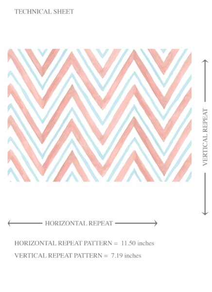 'Amager' Geometric Zigzag/ Chevron Wallpaper (Coral Pink/ Blue) - Image 8