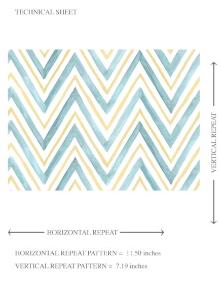 'Gazania' Geometric Zigzag/ Chevron Wallpaper (Blue/ Yellow) - Image 8