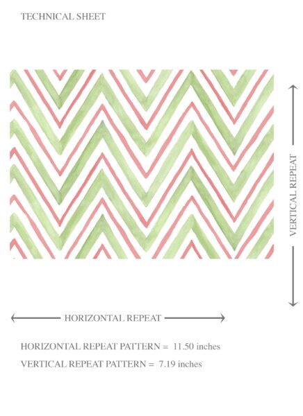 'Kaliko' Geometric Zigzag/ Chevron Wallpaper (Green/ Pink) - Image 8