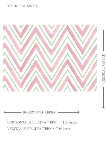 'Stellar' Geometric Zigzag/ Chevron Wallpaper (Soft Pink/ Green) - Image 8