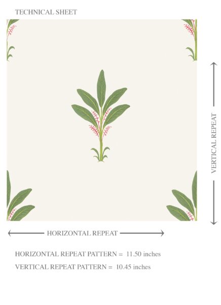 'Dorothy' Vintage-Inspired Floral Block Print Wallpaper (White/ Green/ Pink) - Image 8