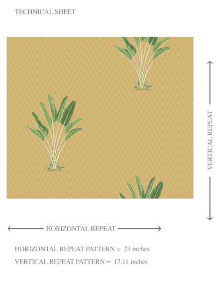 'Durham' Botanical/ Floral Block Print Wallpaper (Mustard Yellow/ Green) - Image 8