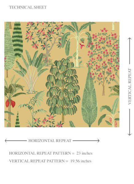 'Surinam' Tropical Floral/ Botanical Wallpaper (Yellow/ Green/ Pink/ Red) - Image 8