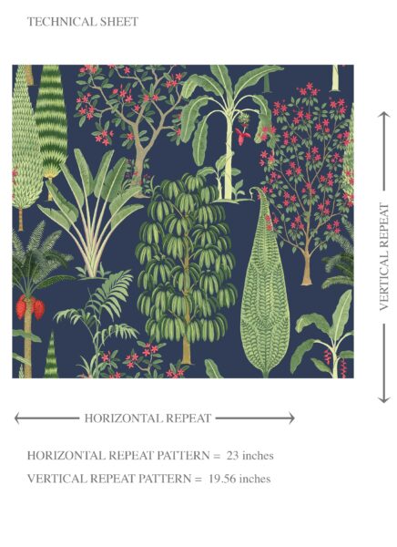'Spider Gewn' Tropical Floral/ Botanical Wallpaper (Navy Blue/ Green/ Pink/ Red) - Image 8