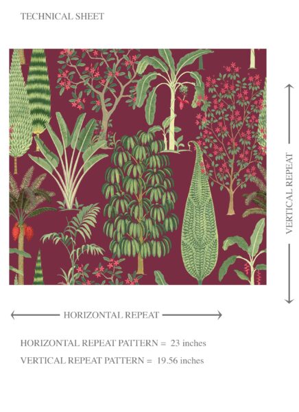 'Sleek Sea' Tropical Floral/ Botanical Wallpaper (Burgundy Red/ Green/ Pink) - Image 8