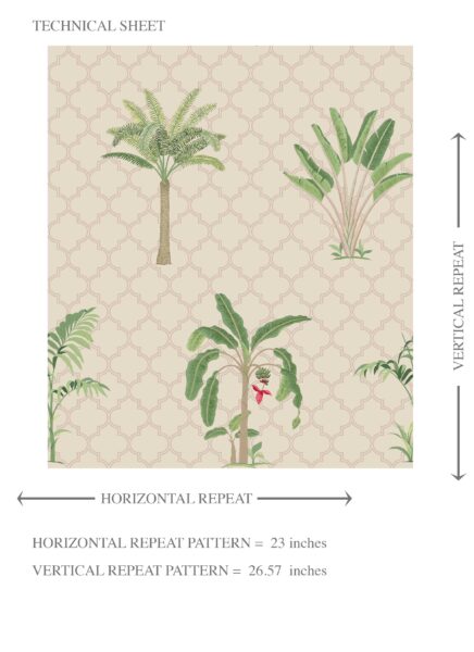 'Solanthea' Botanical/ Floral Block Print Wallpaper (Beige/ Green/ Red/ Soft Taupe) - Image 8