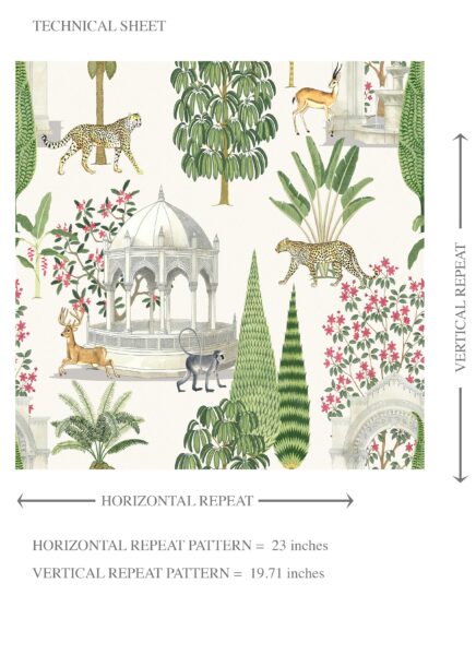 'Narwhal' Vintage Heritage/ Ethnic Chinoiserie Wallpaper (White/ Green/ Pink/ Tan) - Image 8