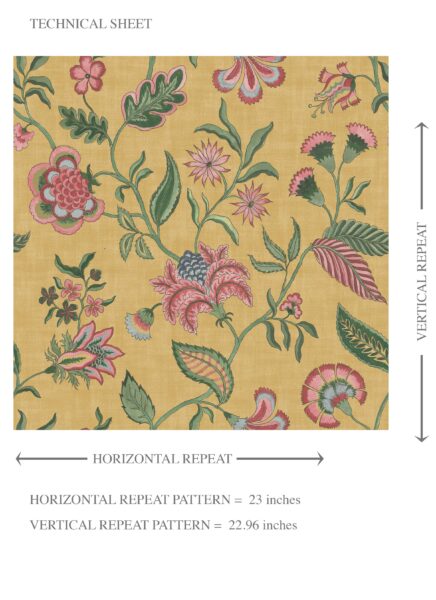 'Sanded Birch' Botanical/ Floral Chinoiserie Wallpaper (Mustard Yellow/ Pink/ Green/ Blue) - Image 8