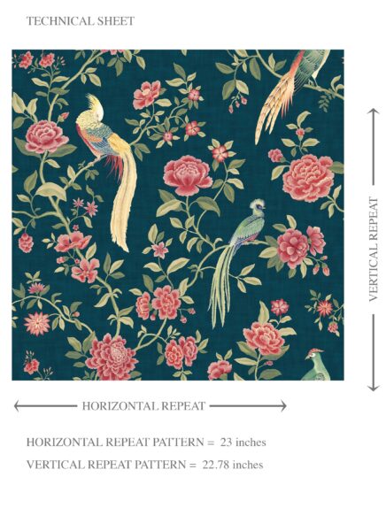 'San Carlos' Floral Chinoiserie/ Nature Bird Print Wallpaper (Teal Blue/ Pink/ Green/ Yellow) - Image 8