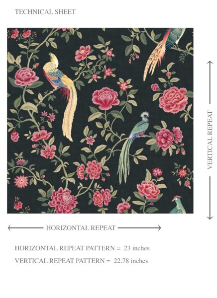'Cleopetra' Floral Chinoiserie/ Nature Bird Print Wallpaper (Black/ Pink/ Green/ Blue/ Yellow) - Image 8