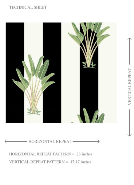 'Echota' Geometric Floral Striped Wallpaper (Black/ White/ Green) - Image 8