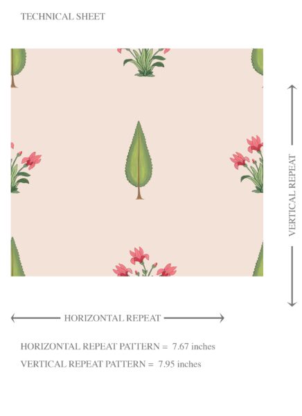 'Softly Lit' Botanical Floral Block Print Wallpaper (Soft Pink/ Green) - Image 8
