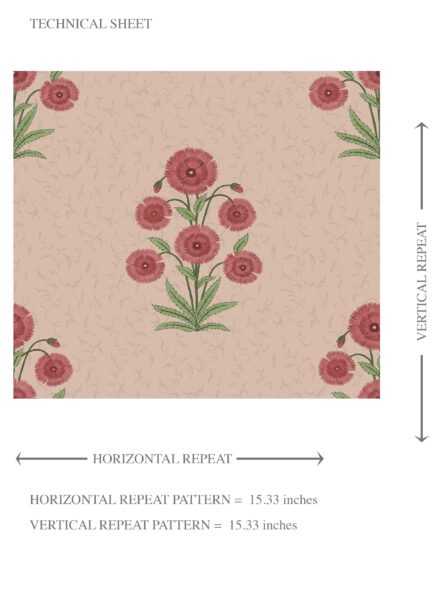 'Coyne' Botanical Floral Block Print Wallpaper (Pink/ Red/ Green) - Image 8