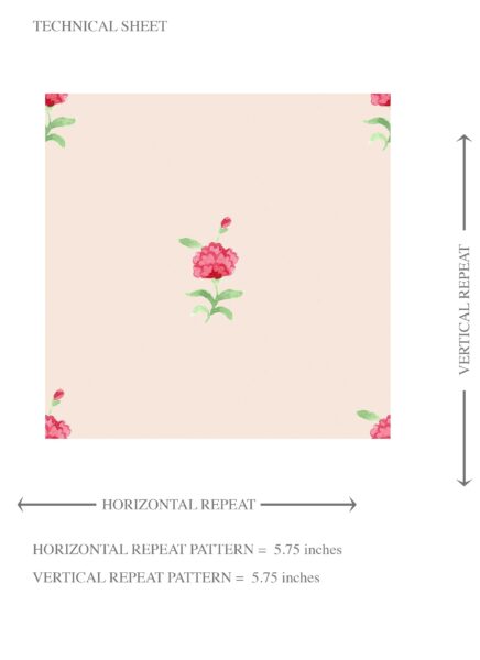 'Combita' Vintage-Inspired Floral Block Print Wallpaper (Pink/ Green) - Image 8