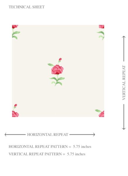 'Purace' Vintage-Inspired Floral Block Print Wallpaper (White/ Pink/ Green) - Image 8