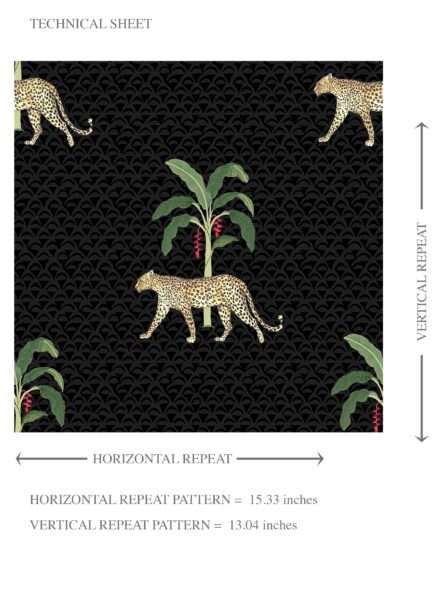 'Winterspring' Leopard Animal Print Wallpaper (Black/ Tan/ Red/ Green) - Image 8
