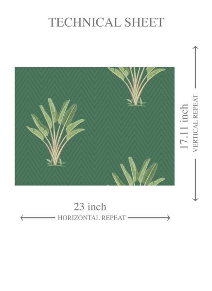 'Kazan' Botanical/ Floral Block Print Wallpaper (Green) - Image 8