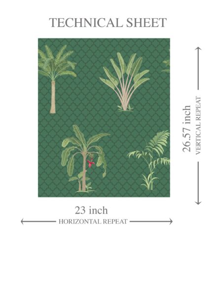 'Broadway' Botanical/ Floral Block Print Wallpaper (Emerald Green) - Image 8