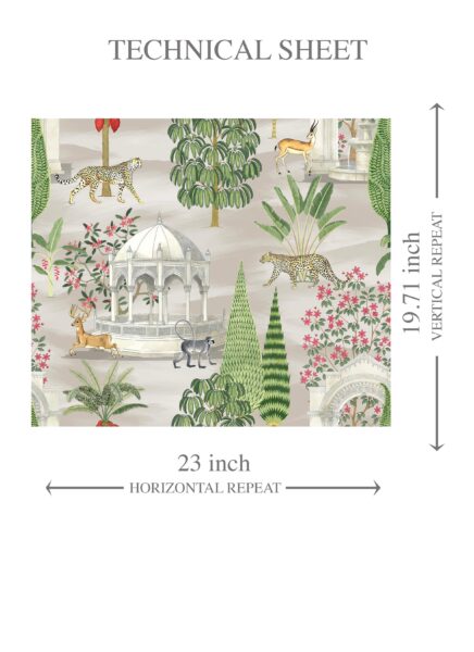 'Vitanic' Vintage Heritage/ Ethnic Chinoiserie Wallpaper (White/ Green/ Pink/ Tan/ Red) - Image 8