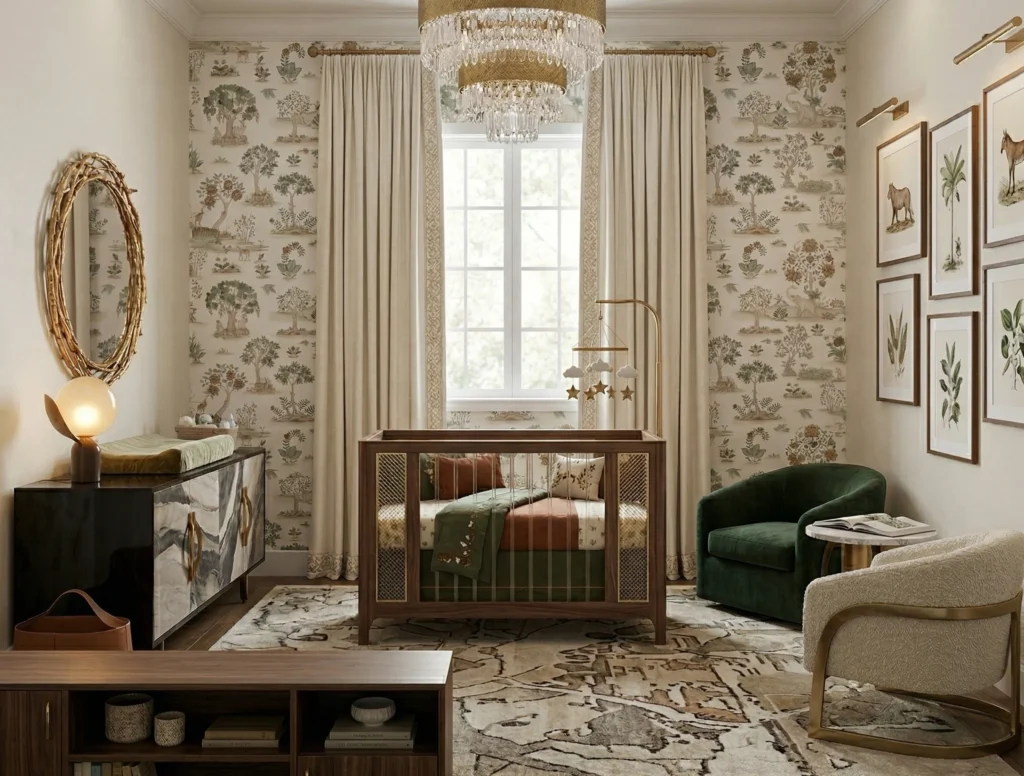 Toile wallpaper for nursery