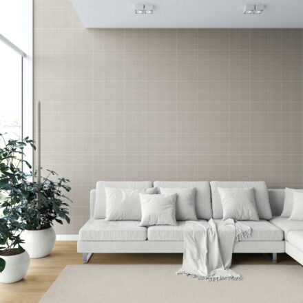 'Dartmoor' Neutral Textured Check/ Geometric Wallpaper (Greige/ Taupe) - Image 6
