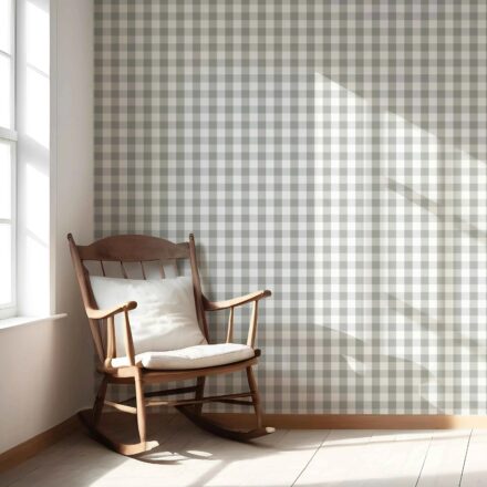 'Carousel' Geometric Gingham Wallpaper (Grey) - Image 5
