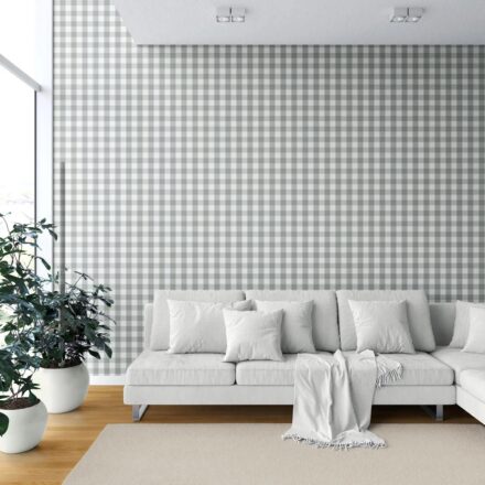 'Carousel' Geometric Gingham Wallpaper (Grey) - Image 6