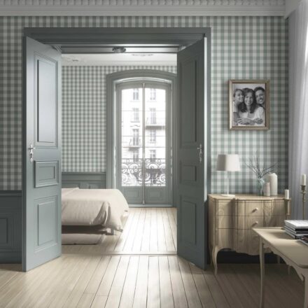 'Velany' Geometric Gingham Wallpaper (Duck Egg Blue) - Image 2