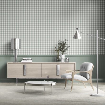 'Velany' Geometric Gingham Wallpaper (Duck Egg Blue) - Image 4