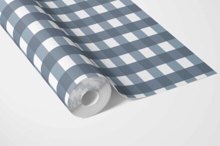 'Dublin Grid' Geometric Gingham Wallpaper (Slate Blue) - Image 3